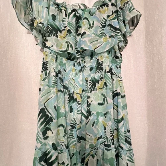 Women's Off-Shoulder‎ Rabbit Rabbit Rabbit Floral Ruffle Flowy Maxi Dress Sz 16 - Picture 3 of 11